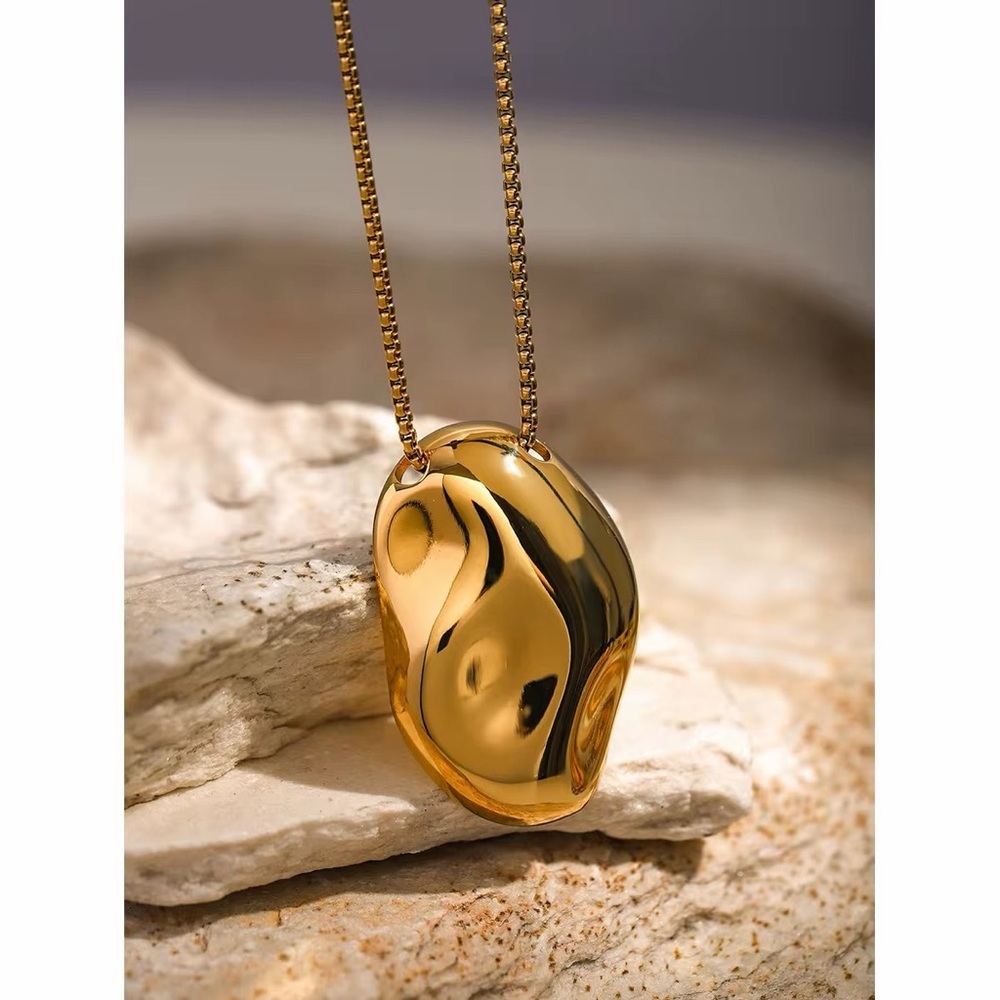 18K Gold Plated Abstract Sculptural Statement Pendant Necklace - Picture 5 of 10